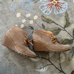 Sperry Top Sider Tan Leather Wedge Ankle Boots Sz 9.5